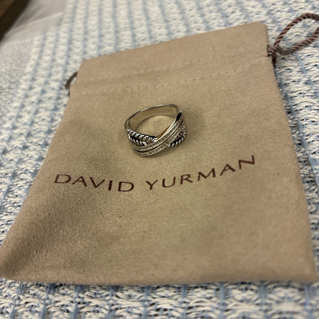 David Yurman Sterling Silver Braided Crossover Ring - Silverl Sz8